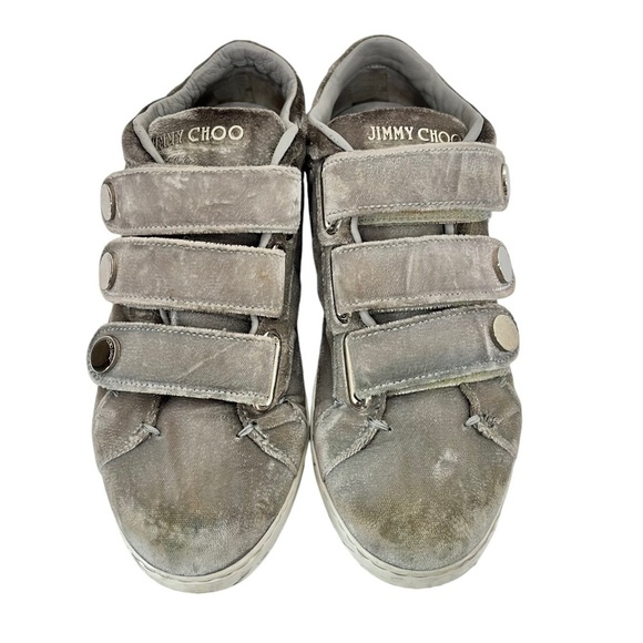 JIMMY CHOO Ny Velvet Sneakers In Moonstone Grey Size 6.5 - Picture 4 of 14
